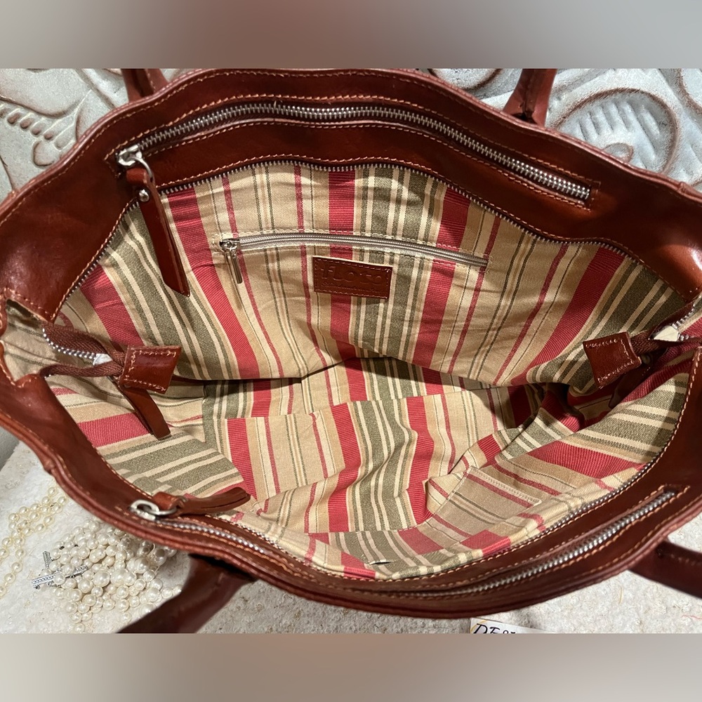 FLOTO Brown Woven Leather Tote VGC RARE! Hand Made in Italy 🇮🇹 - Picture 10 of 13